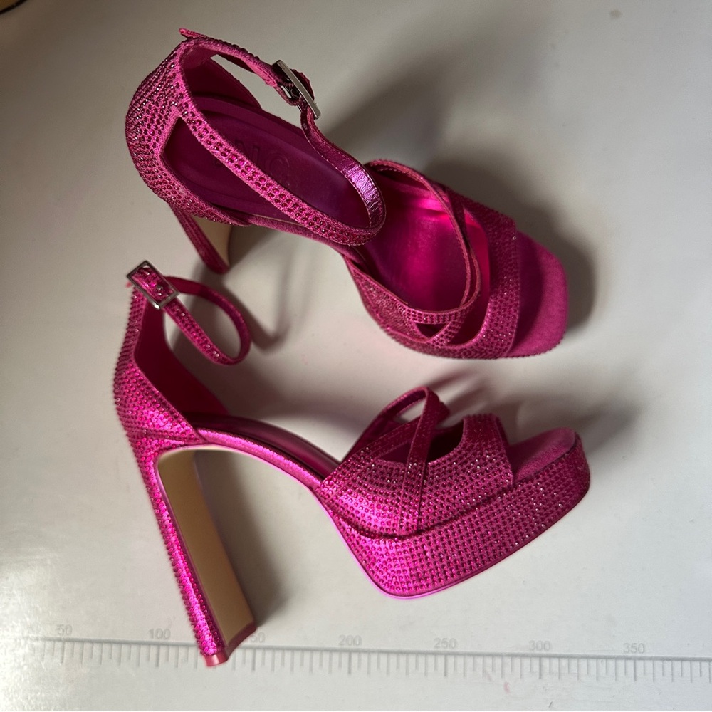 INC Hot Pink Rhinestone Platforms